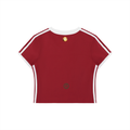 Women's Retro Binding V-Neck Crop T-Shirt