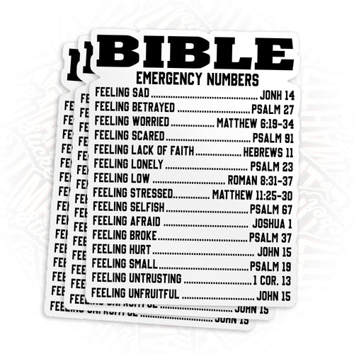 (3Pcs) Bible Emergency Numbers Sticker Catholic Christian Stickers Religious Jesus Psalm 2" Waterproof Die-Cut Vinyl Sticker for Kindle Laptop Water Bottles Decal Birthday Gifts for Her Him 2 Inches