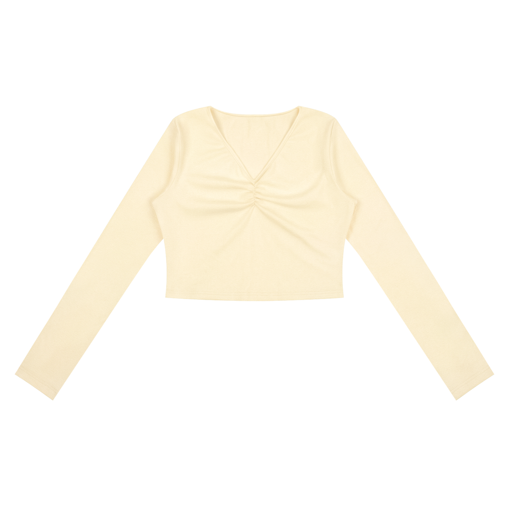 Women's Ruched Long Sleeve Crop T-Shirt