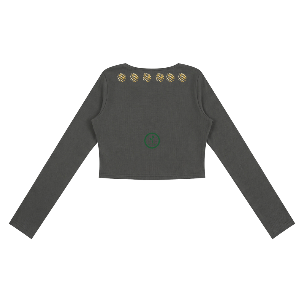Women's Ruched Long Sleeve Crop T-Shirt