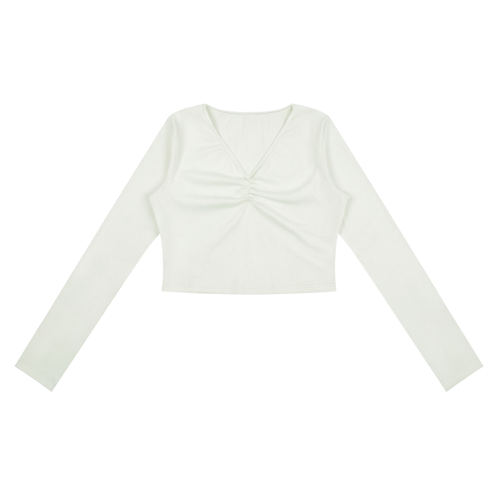 Women's Ruched Long Sleeve Crop T-Shirt