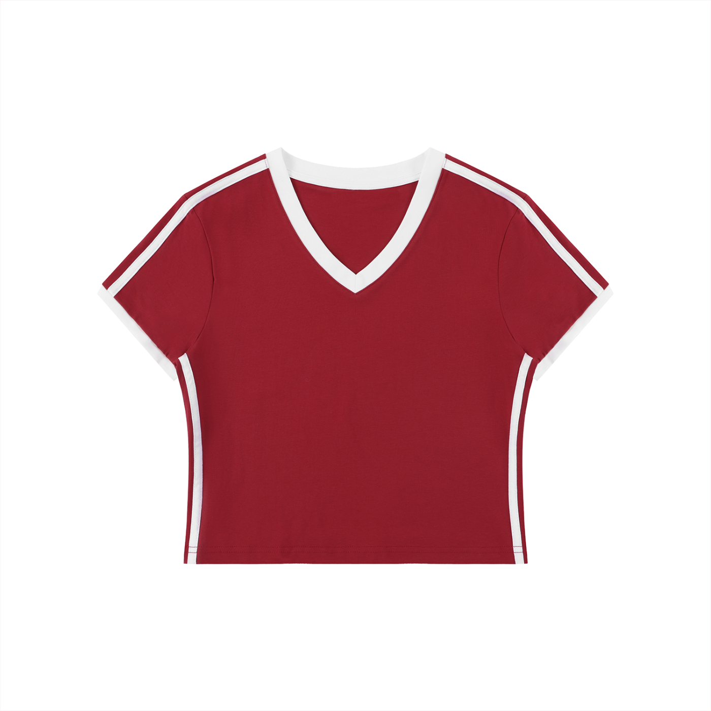 Women's Retro Binding V-Neck Crop T-Shirt