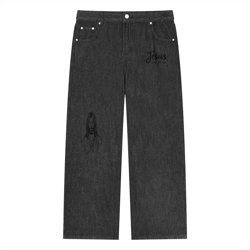 Unisex Vintage Wash Straight Leg Jeans