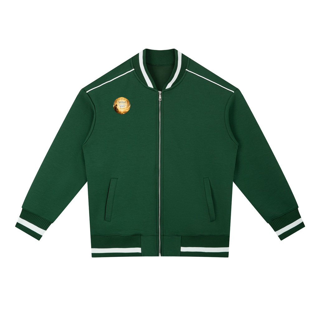 Contrast Piping Zip Bomber Jacket