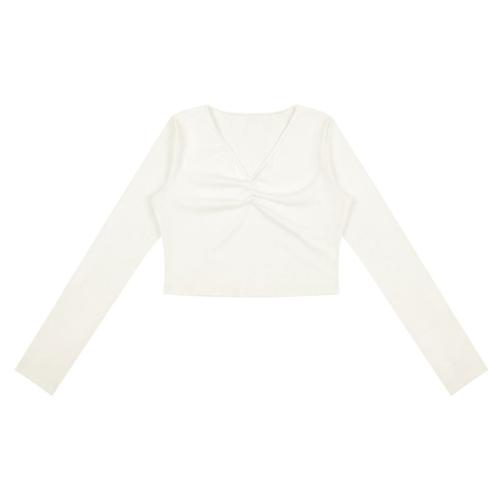 Women's Ruched Long Sleeve Crop T-Shirt